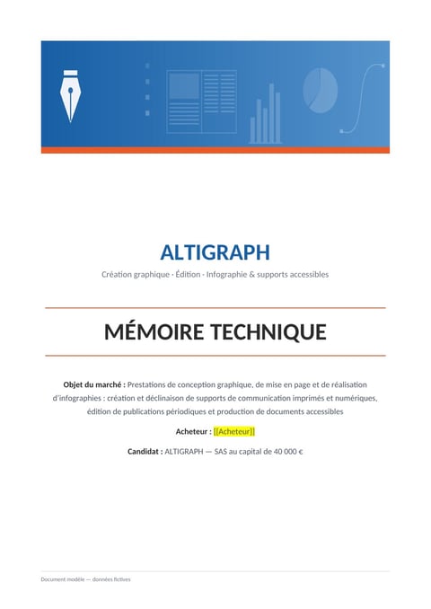 Aperçu du modèle de mémoire technique infographie