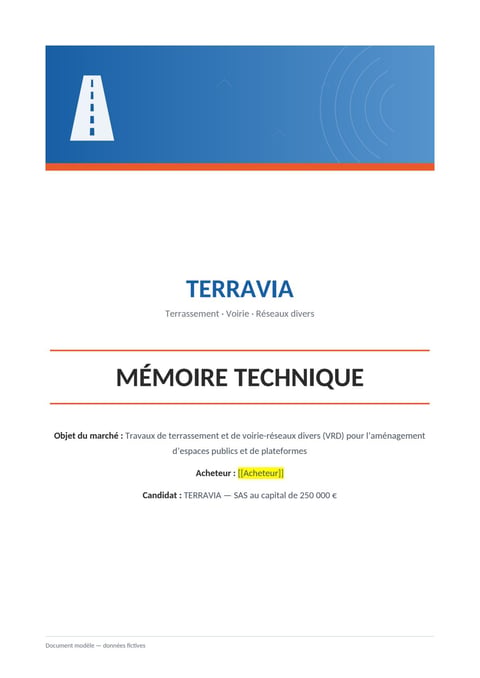 Aperçu du modèle de mémoire technique terrassement VRD