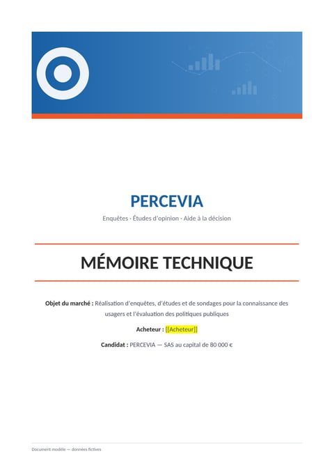Aperçu du modèle de mémoire technique enquêtes