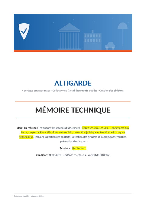 Aperçu du modèle de mémoire technique assurances