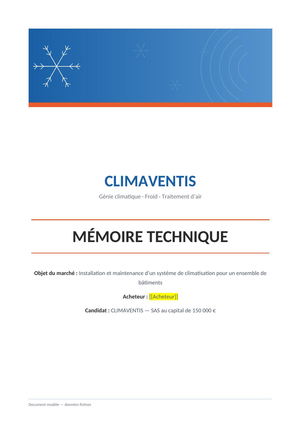 Couverture Mémoire technique climatisation