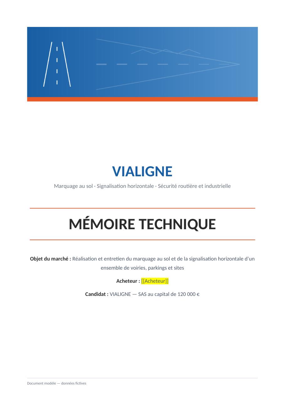 Modèle mémoire technique marquage au sol