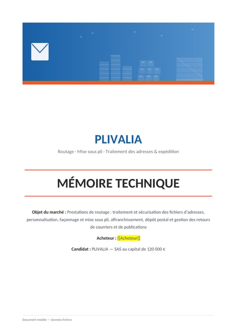 Aperçu du modèle de mémoire technique routage