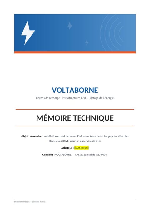 Aperçu du modèle de mémoire technique IRVE